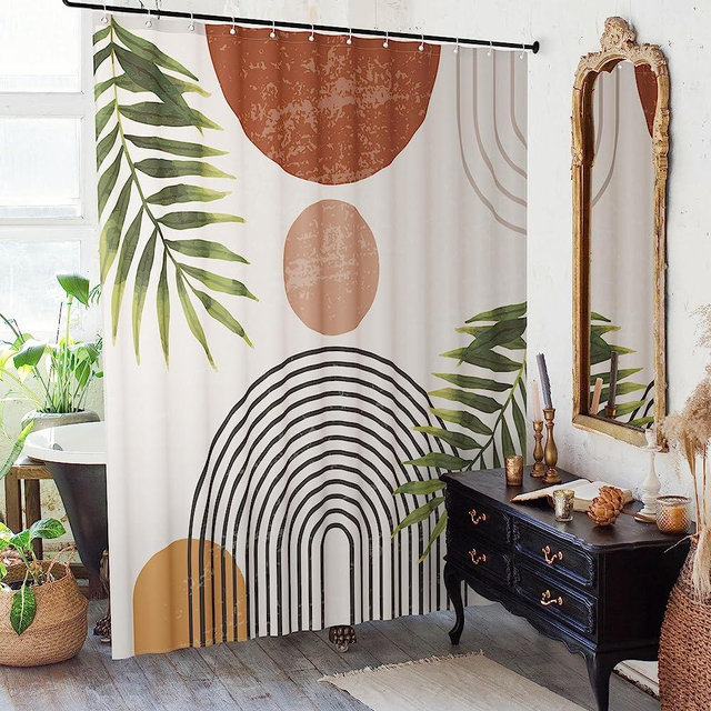 KIBAGA Beautiful Boho Shower Curtain for Your Bathroom - A Stylish 72" x 84" Modern Mid Century Curtain That Fits Perfect to Every Bath Decor - Ideal to Brighten Up Your Bohemian Bathroom at Home