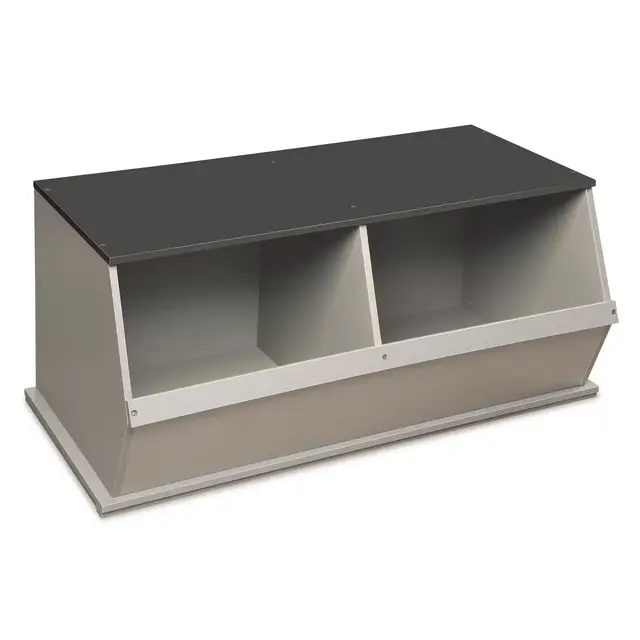 Badger Basket 2-Bin Stackable Storage Cubby in Grey