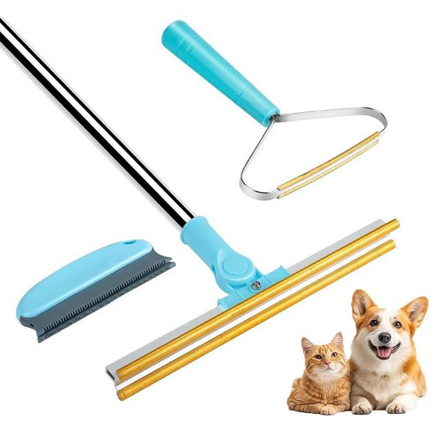 Bolfie 3 in 1 Carpet Rake for Pet Hair Removal, Tool Set of 3, 56” Long Handle Carpet Pet Hair Removal Carpet Scraper Dog Cat Hair Remover for Sofa, Couch, Car, Rug
