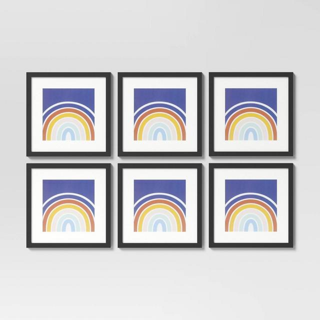 (Set of 6) 11" x 11" Matted to 8" x 8" Frame Set Black - Room Essentials™