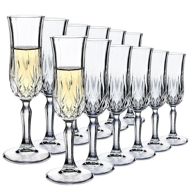 YANGNAY Champagne Flutes Set of 12, Elegant 4 oz Sparkling Wine Glasses with Long Stem, Perfect for Birthdays Weddings