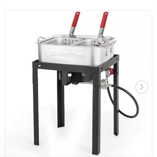 outermust 58,000 BTU Outdoor Fish Fryer, 18 Qt. Deep Fryer Pot and 2 Inner Baskets FF18-01-HD
