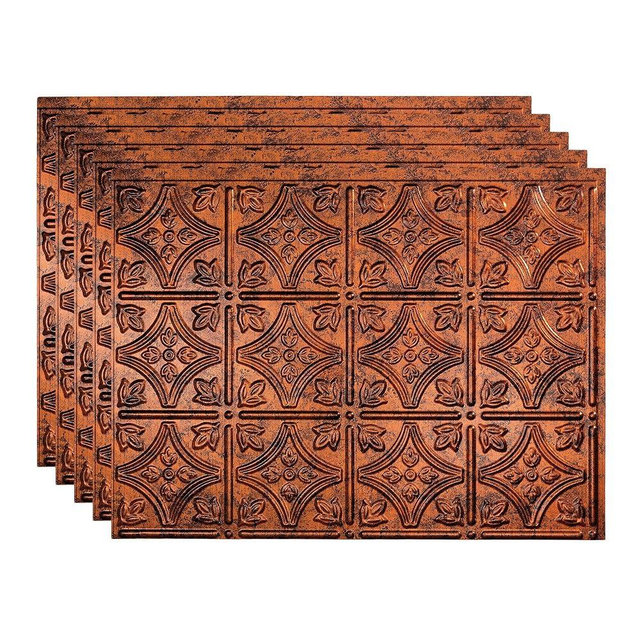 FASÄDE Traditional Style/Pattern 1 Decorative Vinyl 18in x 24in Backsplash Panel in Moonstone Copper (5 Pack)