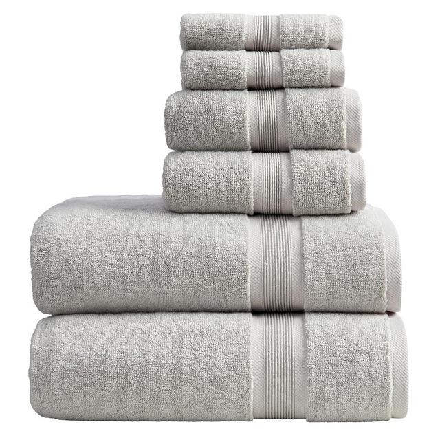 Springtree Home Luxury Bamboo Bath Towel Set 6 Piece Set | 35% Bamboo - 65% Cotton | Absorbent Quick-Dry Bamboo Towels for Bathroom | Oeko-TEX® Standard 100 Cotton | Raya Collection - Grey