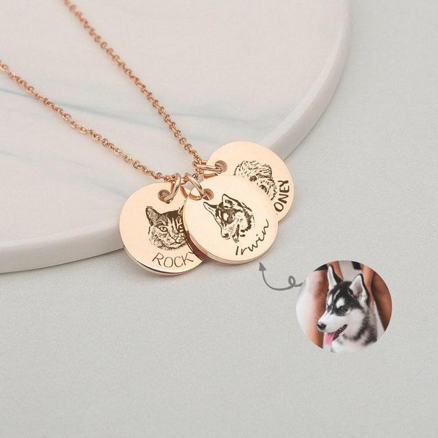 Pet Portrait Custom - Custom Dog Portrait Necklace - Engraved Portrait from Photo - Pet Memorial Jewelry