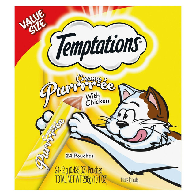 Temptations Puree with Chicken Flavor Squeezable Lickable Cat Treats - 10.1oz