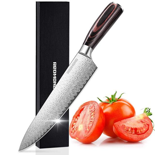 REDMOND Chef Knife 8 inch Kitchen Knife Super Sharp Chefs Knives High Carbon Stainless Steel Cooking Knife with Gift Box & Ergonomic Handle