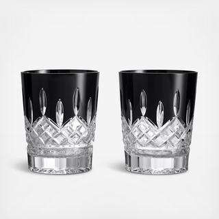 Lismore Black Double Old Fashioned Glass, Set of 2
