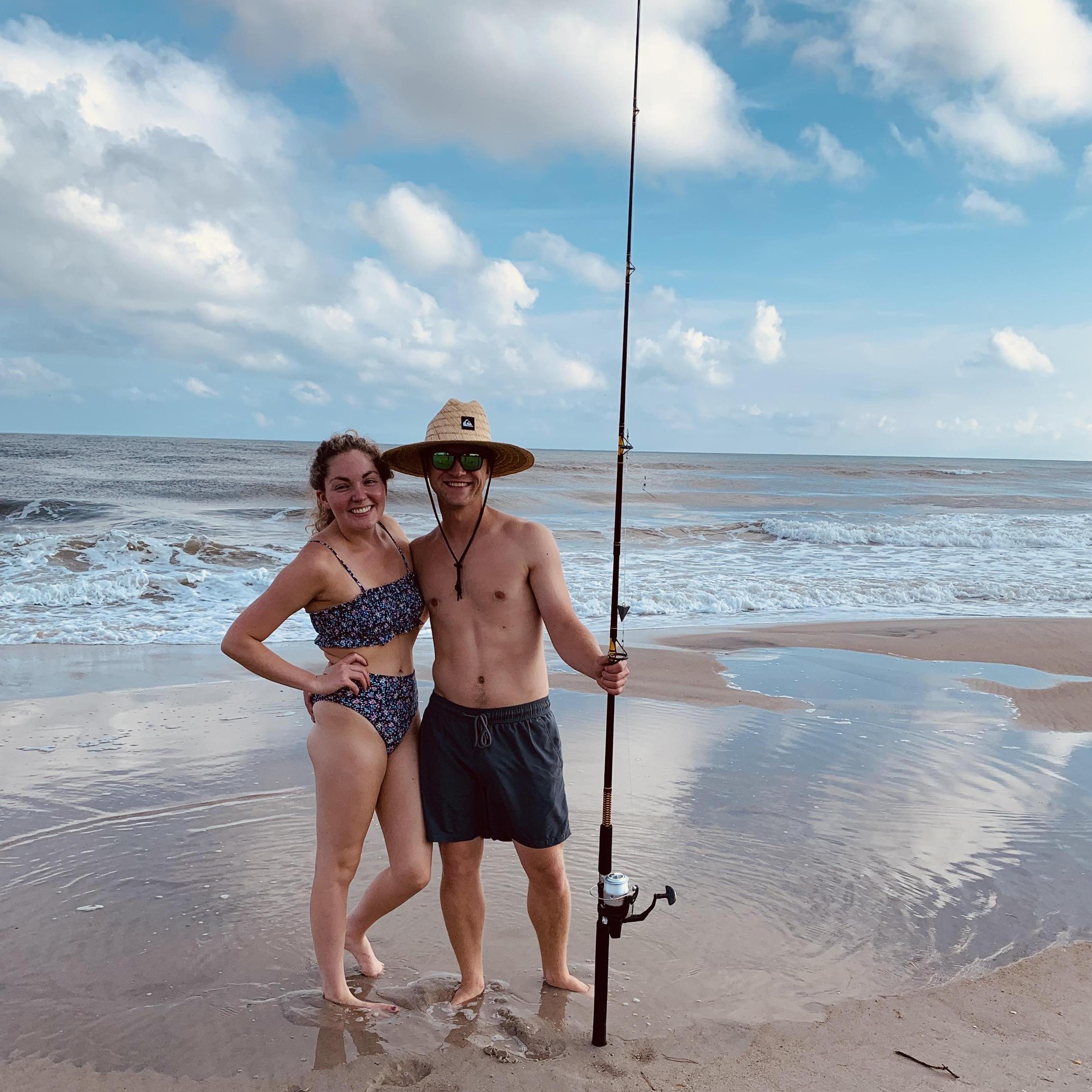 Their first time at the beach together. -August 2020