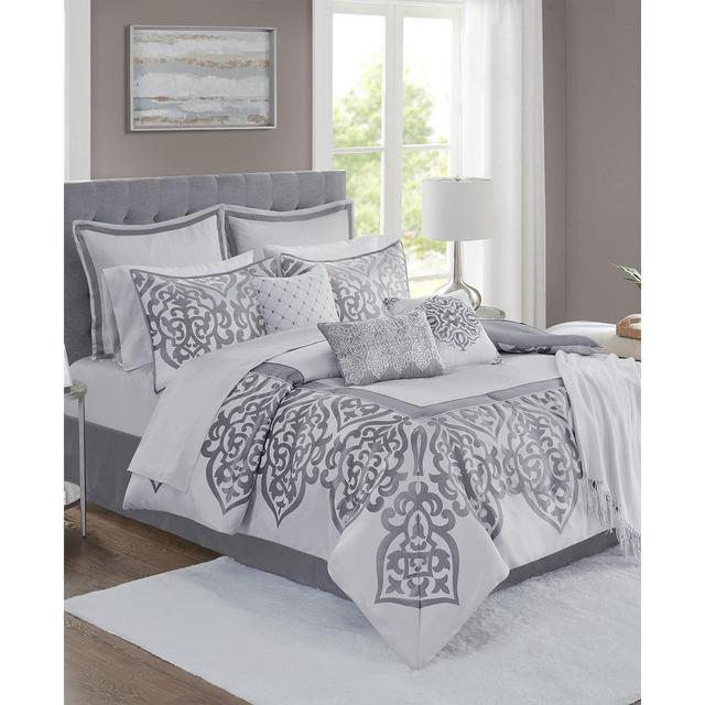 Lisette 14-Pc. Damask Jacquard Queen Comforter Set