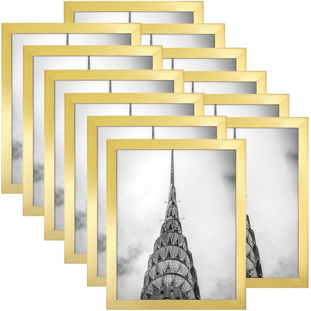 8x10 Picture Frames Gold Set of 12 for Wall Gallery Collage Photo Frames or Tabletop Display