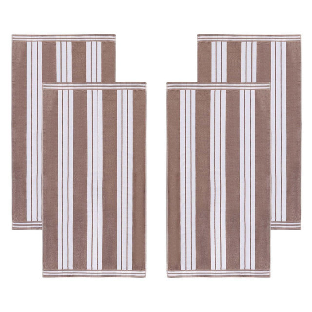 Striped Oversized Extra Large Cotton Beach Towel, 4 Piece Set, Taupe - Blue Nile Mills