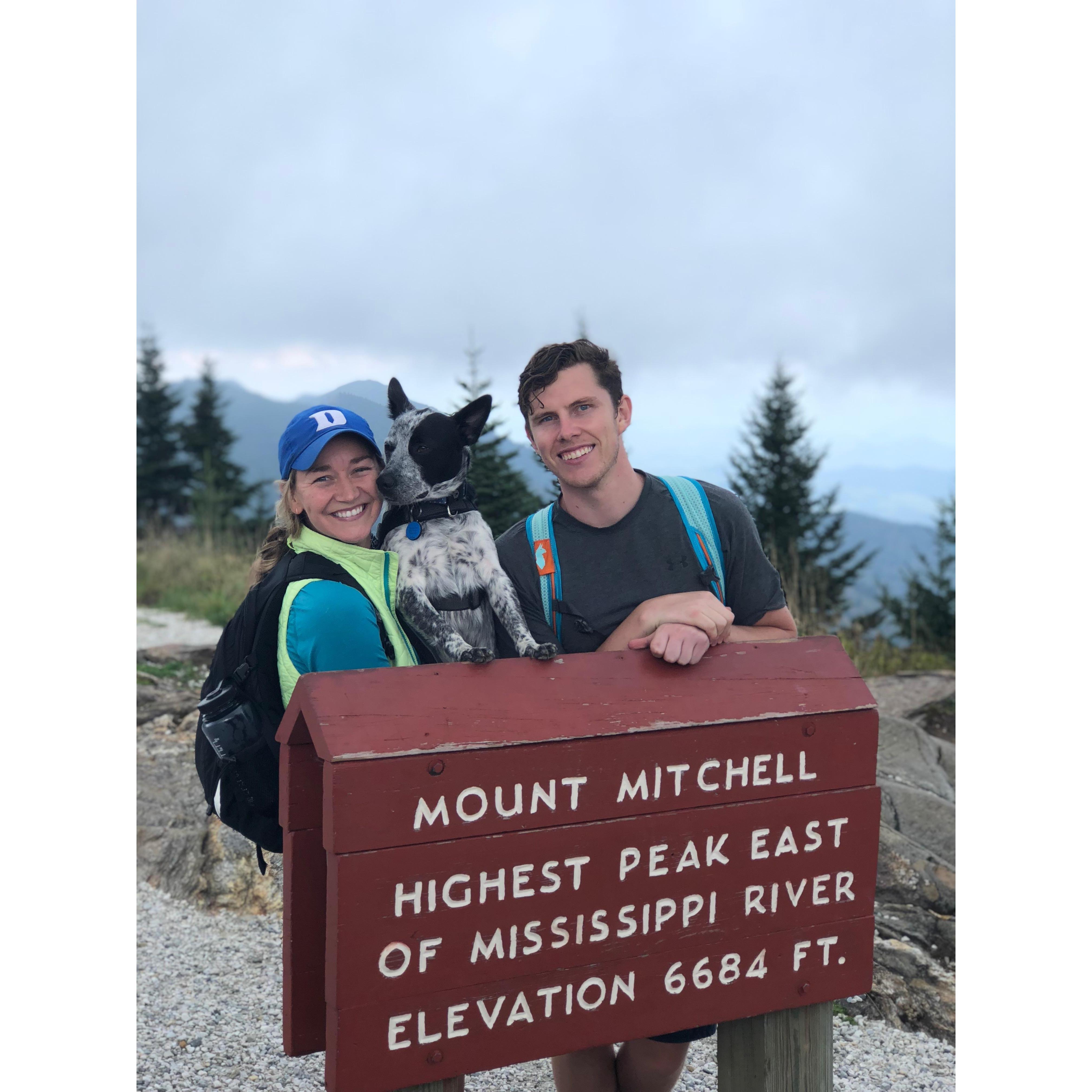 Climbing up to the peak of Mount Mitchell, North Carolina