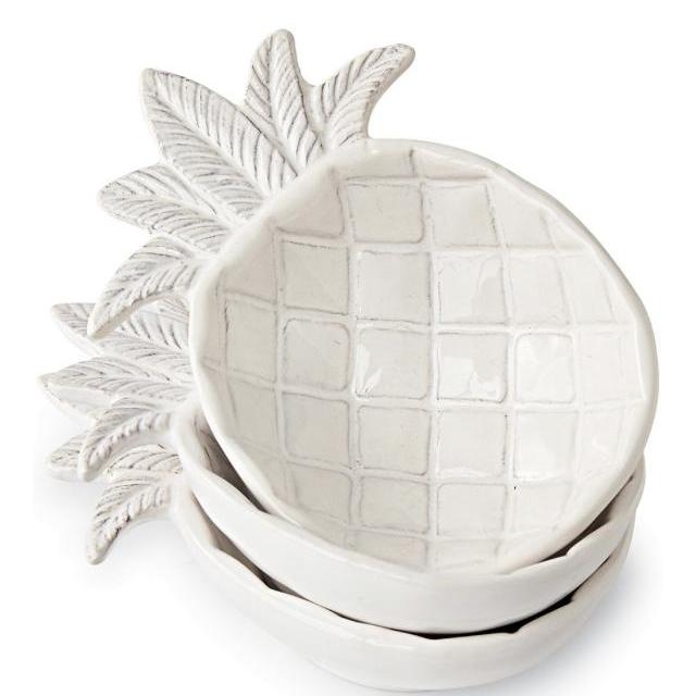 Mud Pie 3 Piece Ceramic Pineapple Bowl Ser
