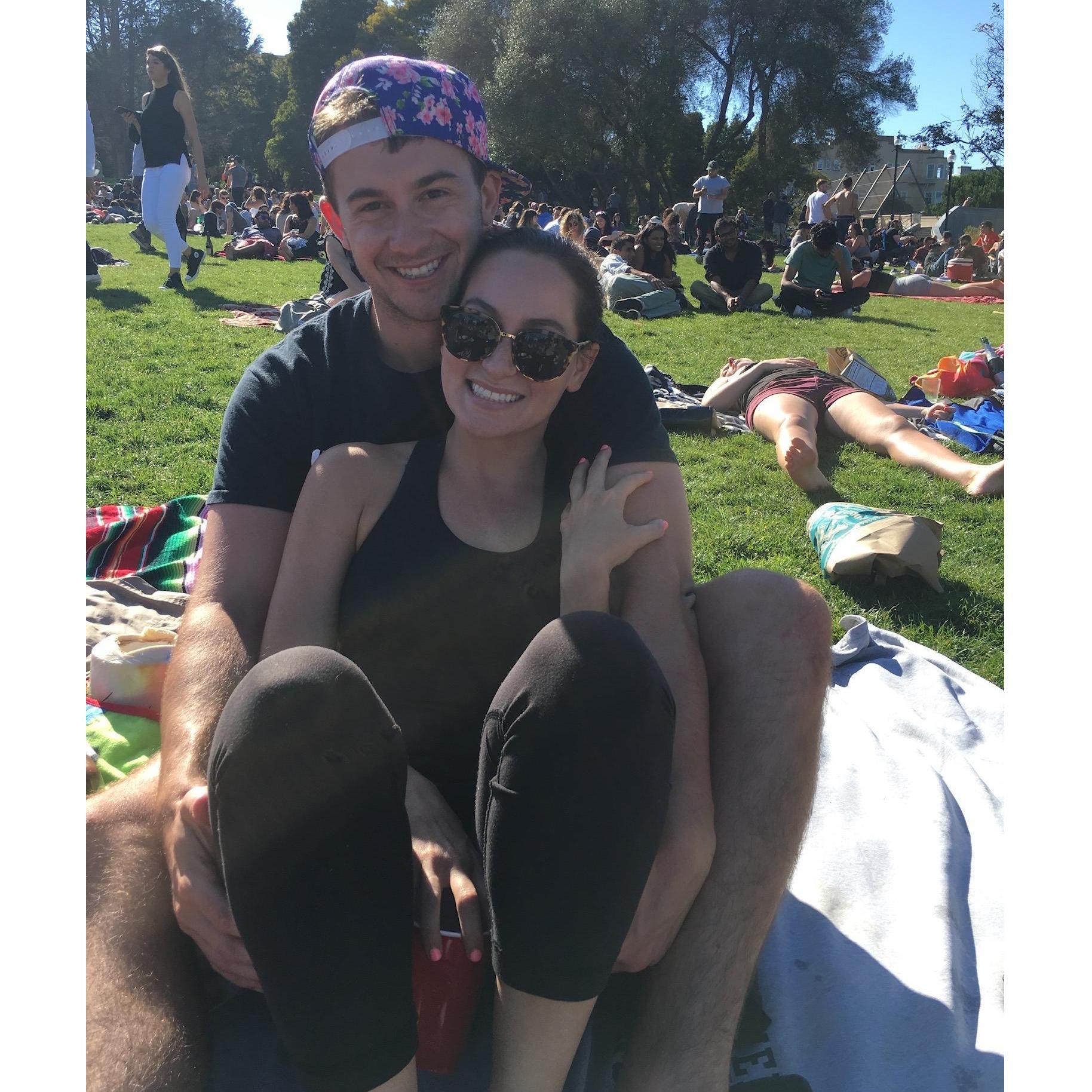 One of their first pictures together, following a Kickball championship!