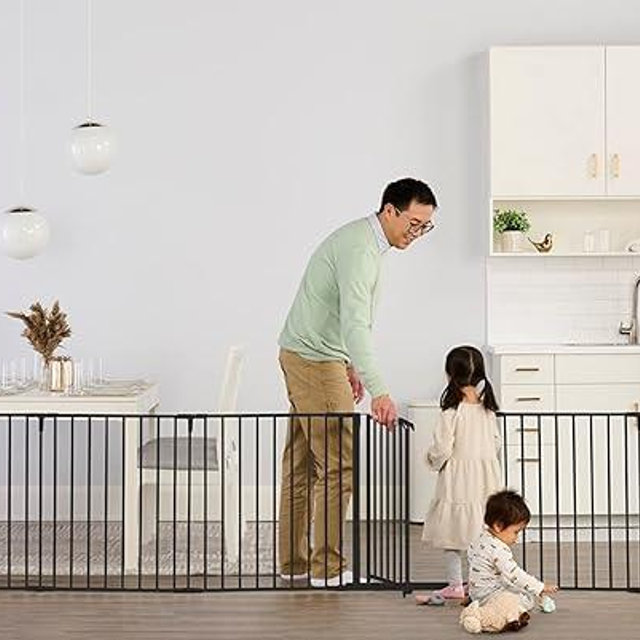Regalo 192-Inch Super Wide Adjustable Baby Gate and Play Yard, Black, 4-in-1, Bonus Kit, Includes 4 Count (Pack of 1) of Wall Mounts