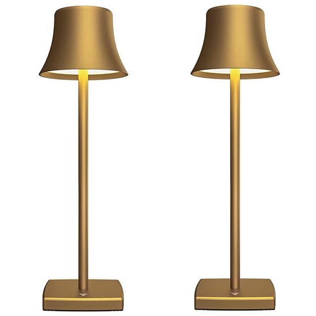SAKRINGT 2 Pack LED Cordless Table Lamps Rechargeable,5000mAh Battery Operated Table Light,3 Color Stepless Dimming,Portable Small Desk Lamp in Aluminum for Party Patio Restaurant Indoor/Outdoor