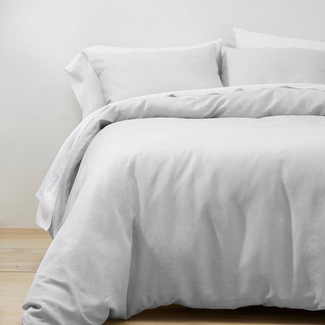 Full/Queen Linen Duvet & Sham Set Light Gray - Casaluna™