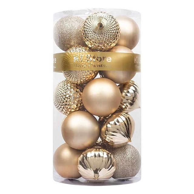 KI Store 20ct Christmas Ball Ornaments Shatterproof Christmas Decorations Large Tree Balls for Holiday Wedding Party Decoration, Tree Ornaments Hooks Included 3.15” (80mm Champagne)