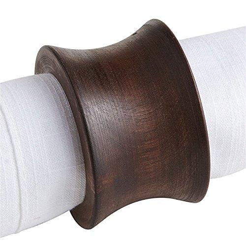 Worldexplorer Handmade Concave Wood Napkin Ring Set with Napkin Rings - Artisan Crafted in India (Pack of 8)