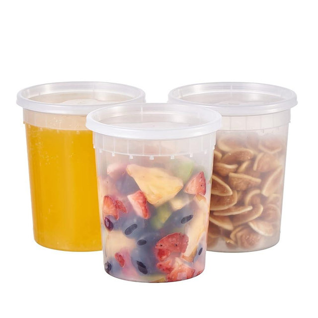 Jaluxing 32 oz. Plastic Deli Containers With Lids, 24 Sets - Leakproof, Stackable, BPA Free, Microwavable, Freezer Safe (Formerly FULING)
