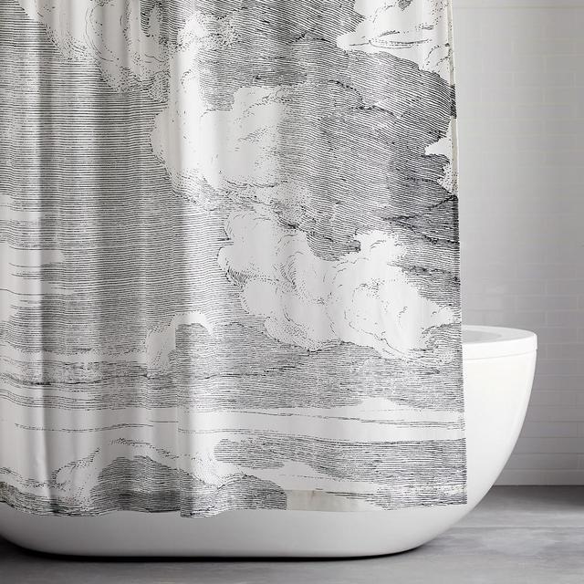 Organic Clouds Shower Curtain + Liner, Charcoal, 72"x74"