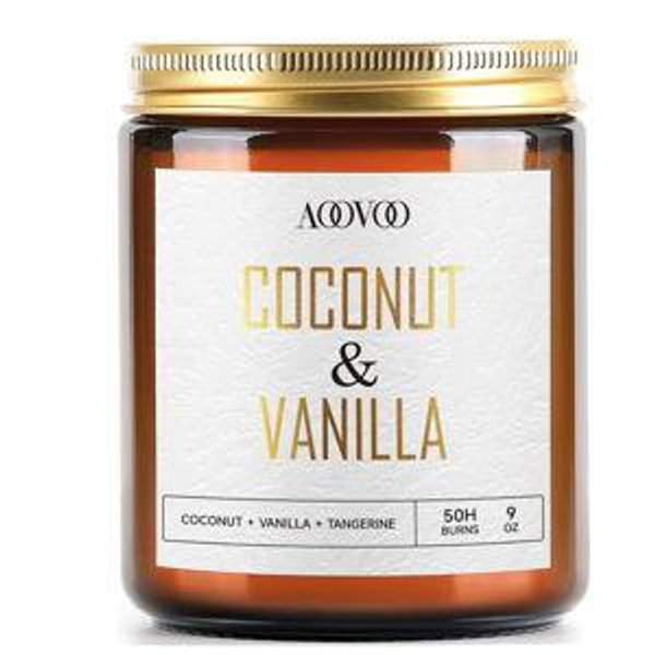 AOOVOO Coconut Vanilla Candles - 18 oz Scented Candles, Aromatherapy Candle, Soy Candle for Home Scented