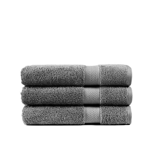 Set of 3 Grey Bath Towels, 100% Combed Cotton Bath Towels Set, Hotel Towels for Bathroom 28"x54" - 600 GSM Luxury Plush Bath Towels Ultra Soft High Absorbent Bathroom Towel Set - Grey