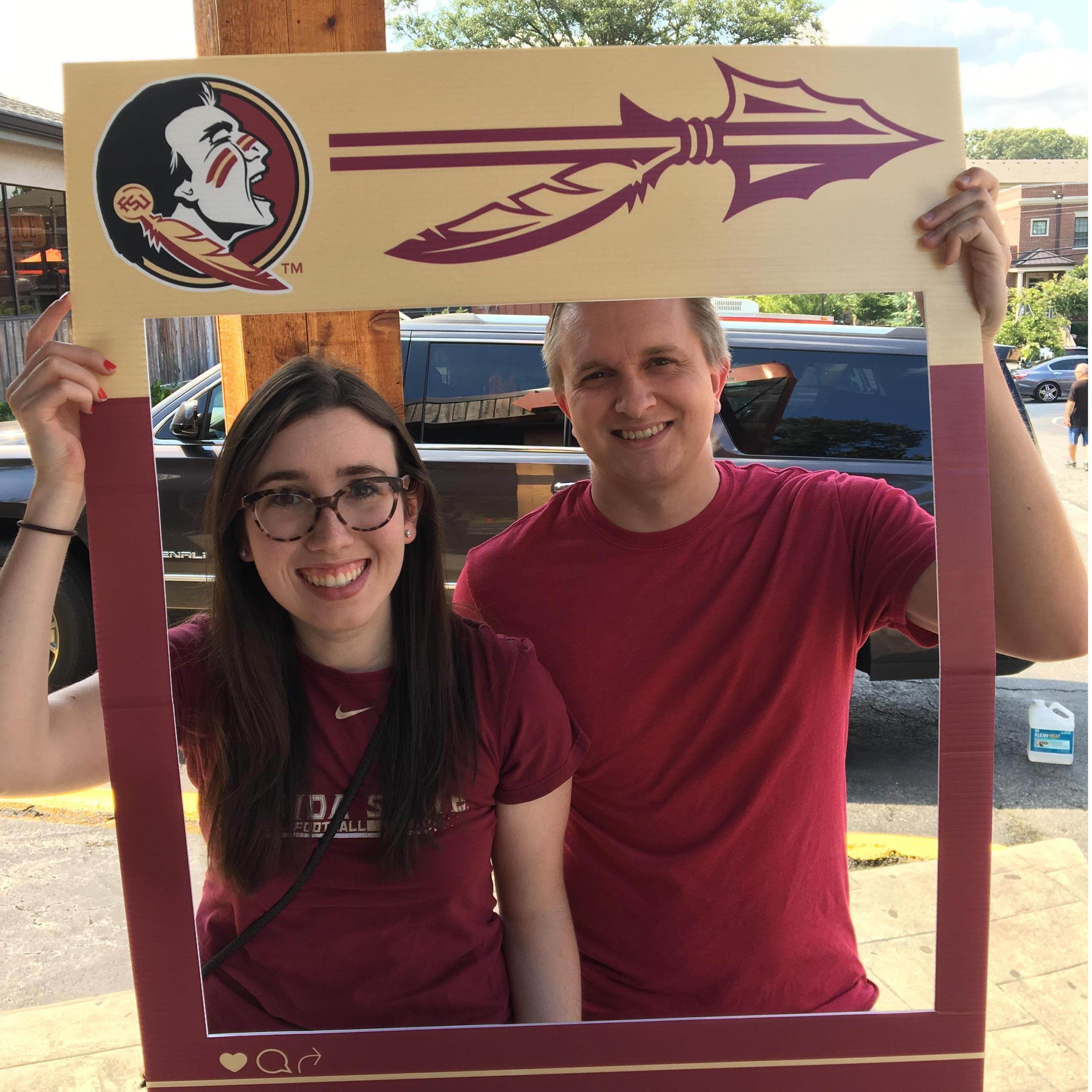 Steven may have gone to Georgia Tech but Lindsey has gotten him to wear garnet more frequently than he's gotten her to wear GT gold.