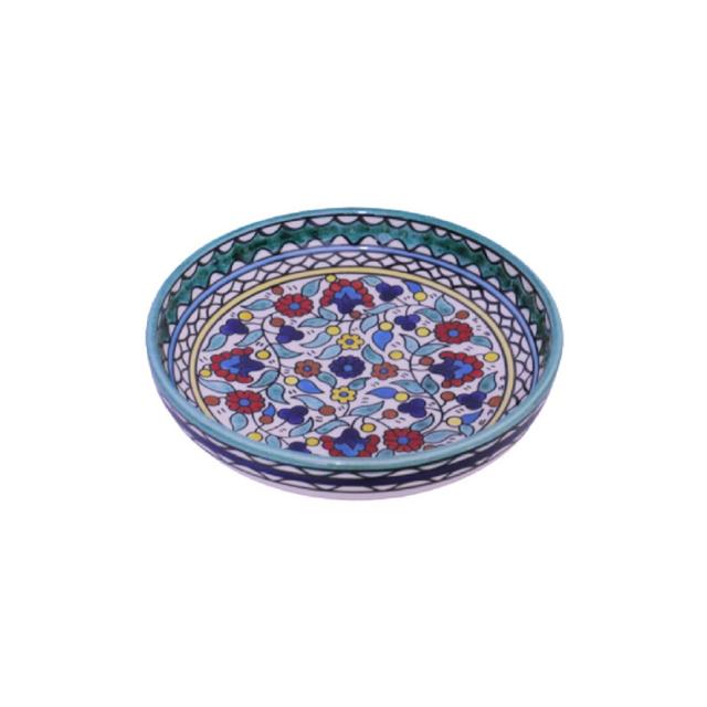 Palestinian Ceramic Serving Bowl Floral Style