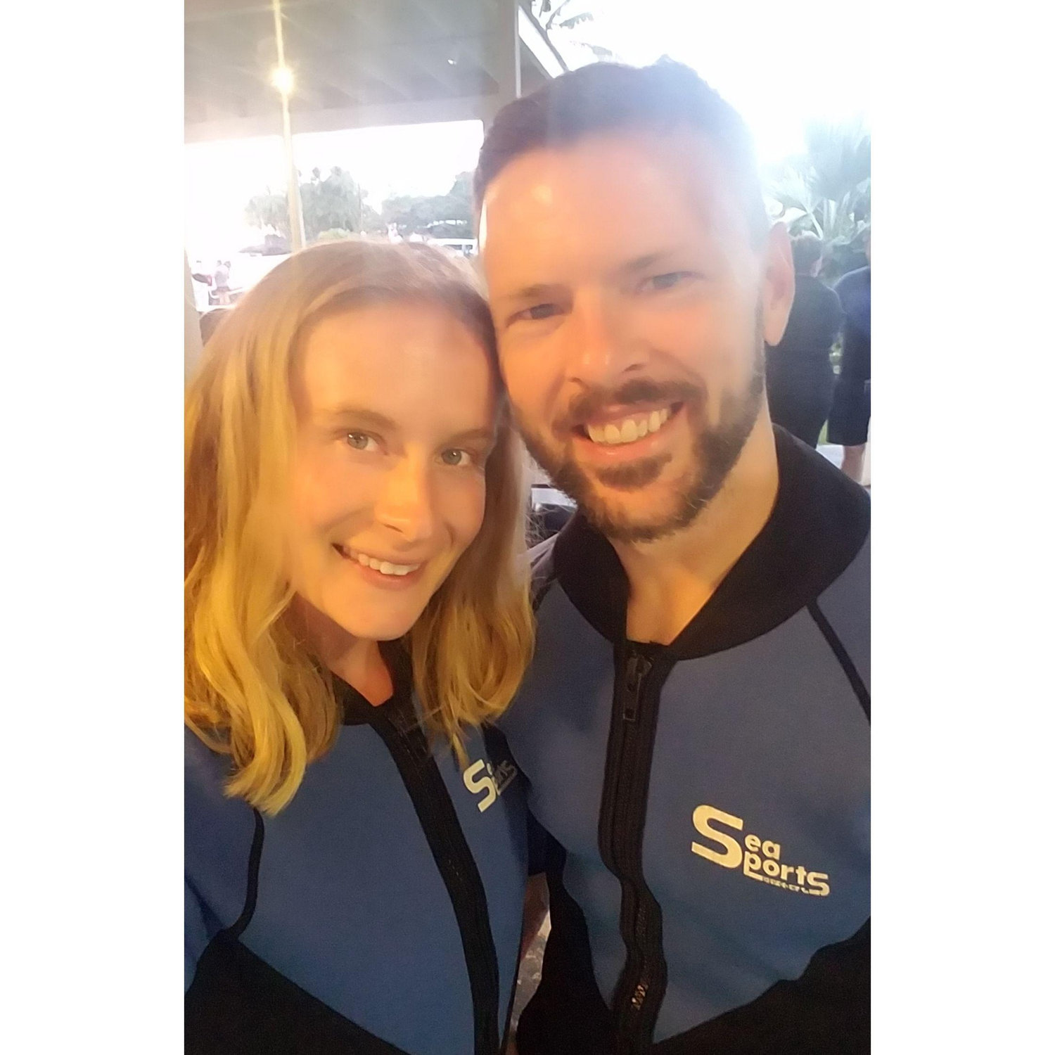 Swimming with manta rays.