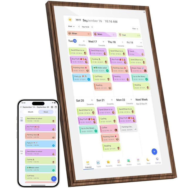 15.6 Inch Digital Calendar Chore Chart with Touchscreen - Full HD Interactive Display, Wall & Desk Mountable Family Planner, to-Do List & Meal Planner, Digital Picture Frame for Gifts for Women Mom