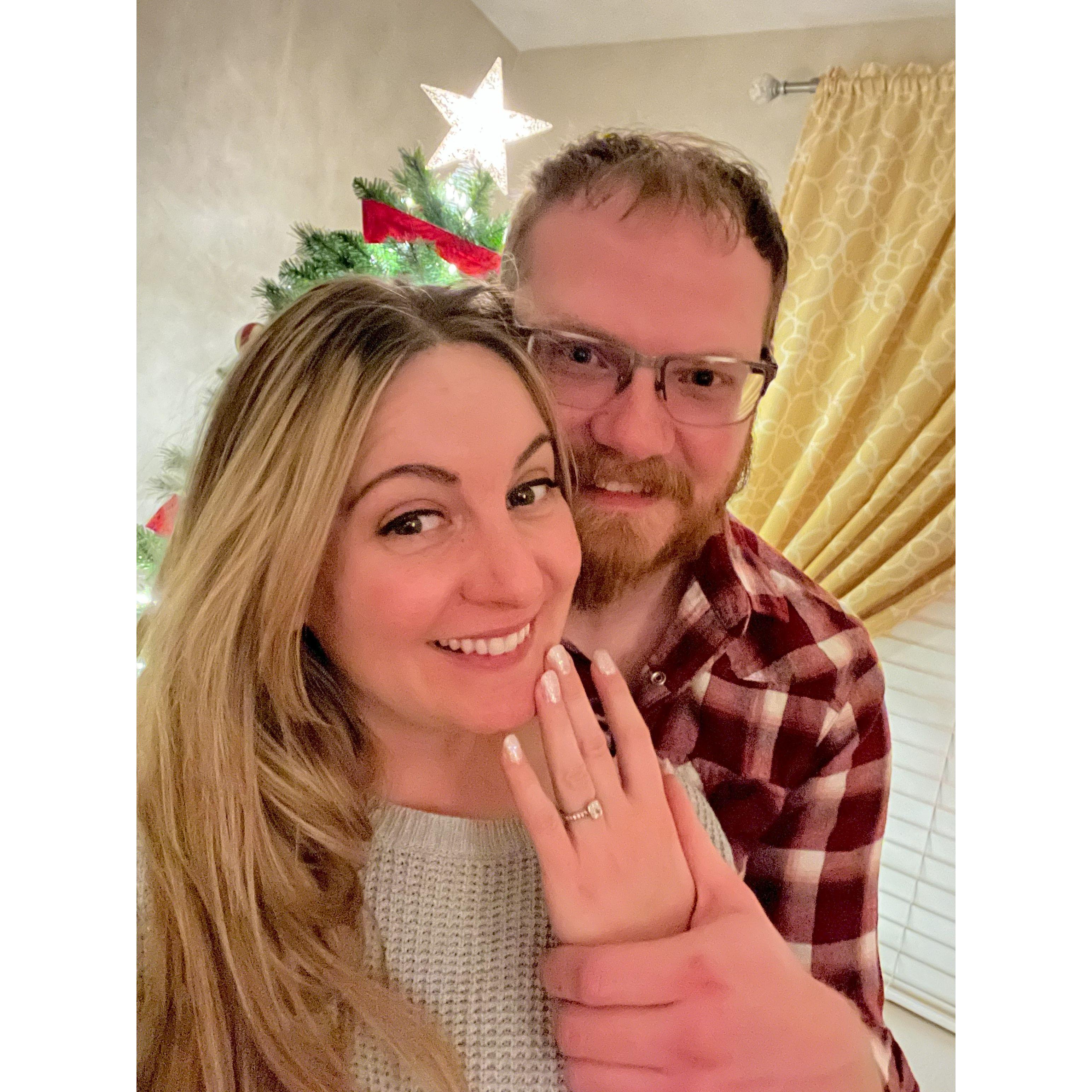 Right after Kyle proposed in front of the Christmas tree