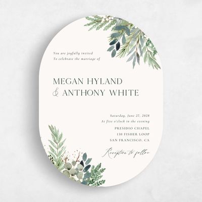 Green Oval Wedding Invitation - Winslow Portrait