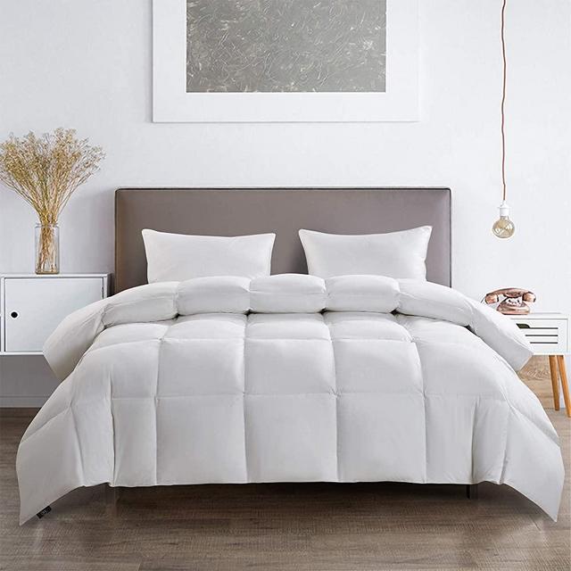 Serta 233 Thread Count White Feather Goose Down Fiber Seasons Warmth Comforter, King