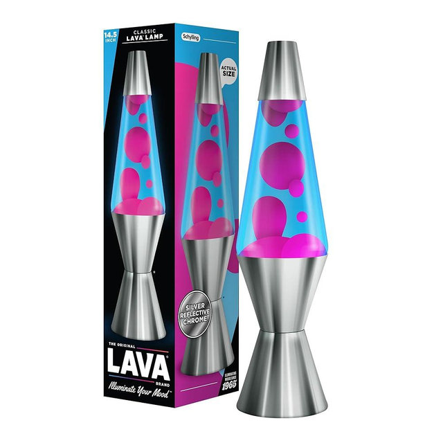 LAVA The Original Lamp - 14.5" Techno Chrome - Classic Liquid Motion Lamp - Pink and Blue Liquid - Item #2097 (Amazon Exclusive)