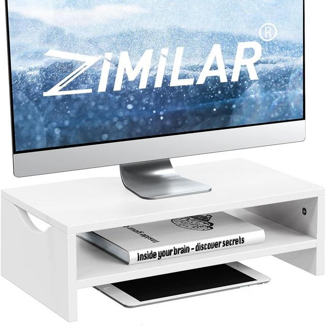 Zimilar Monitor Stand Riser, 2 Tiers Laptop Computer Monitor Riser for PC Screen, iMac, Desktop Wooden Screen Monitor Stand Riser with Storage Organizer for Home Office