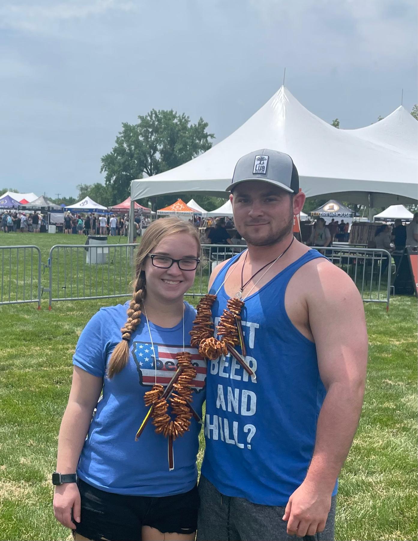 Doing what we love at the Craft Beer Festival in Iowa #PretzalNecklaces