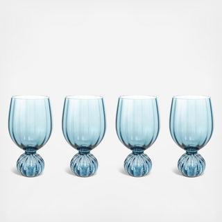 Pleated Footed Wine Glass, Set of 4