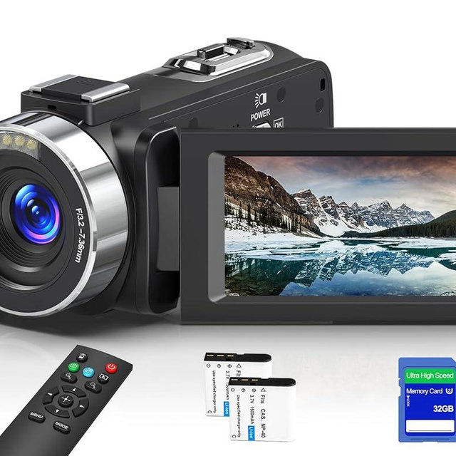 Yollner 8K Video Camera 64MP Camcorder IR Night Vision Vlogging Camera, 18X Zoom WiFi Digital Touch Screen Camcorder for YouTube with 32GB SD Card, Remote Control, and Two Batteries
