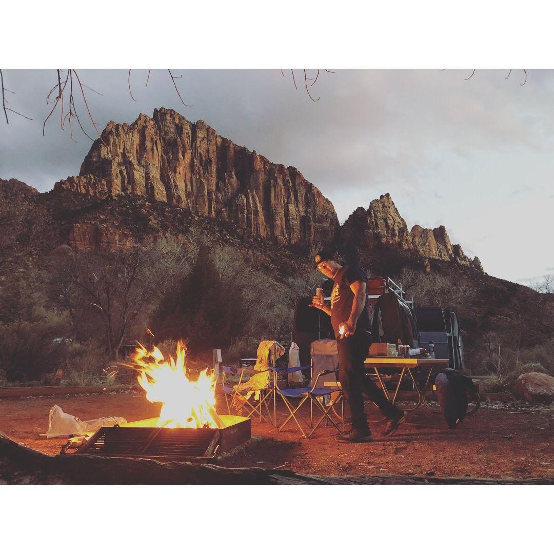 Matt makes the best fires! - Zion National Park