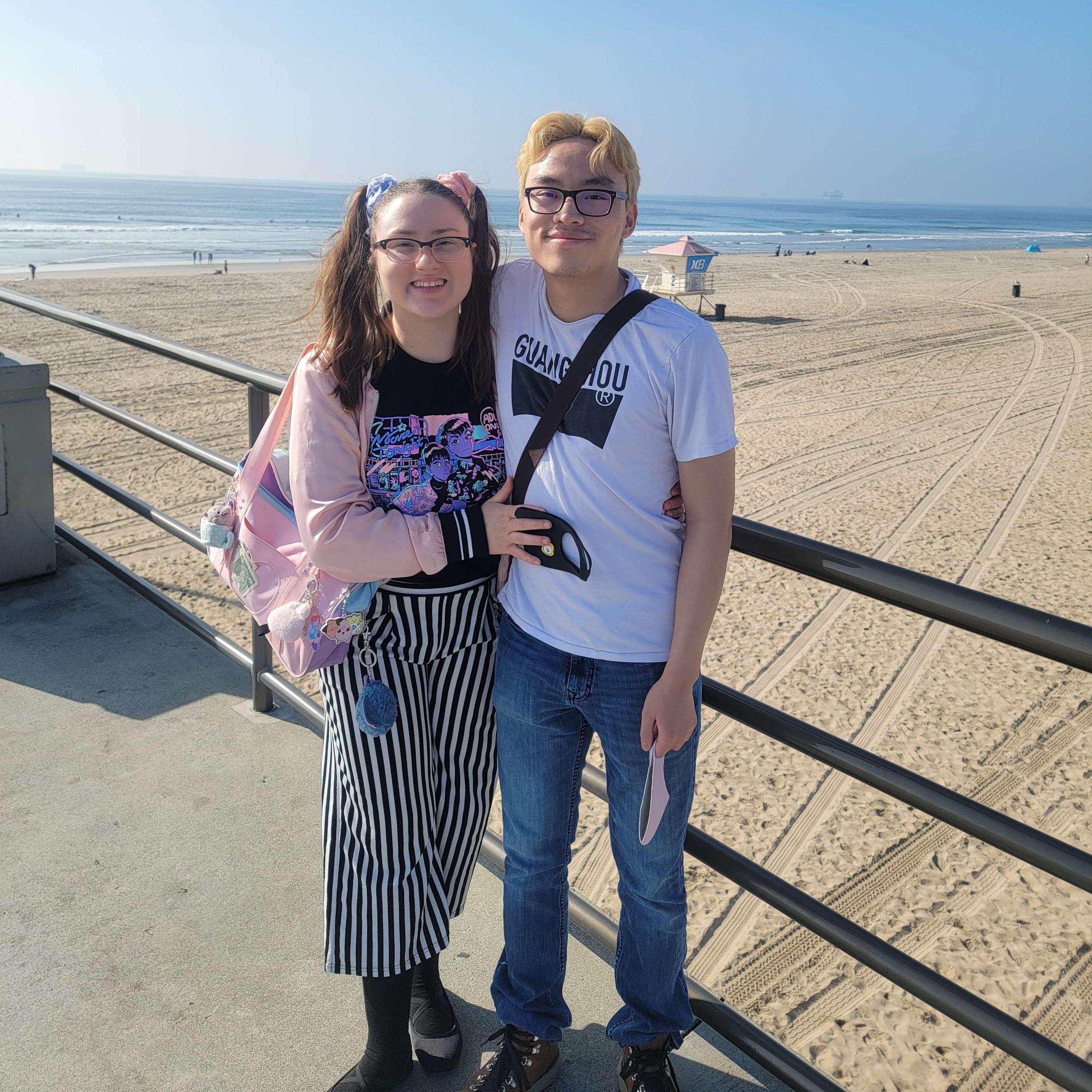 At the beach in California.