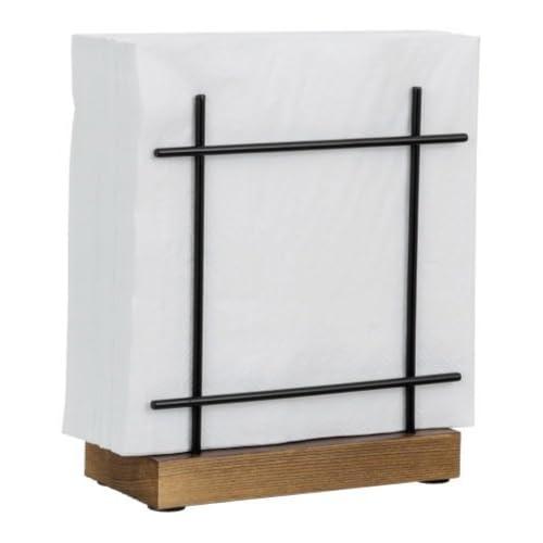 MyGift Matte Black Napkin Holders for Table & Kitchen, Metal Napkin Dispenser with Rustic Burnt Brown Wood Base, Decorative Holder for Paper Mail Bills Home/Dining Decor