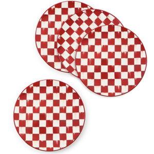 Cherry Check Dinner Plates, Set of 4