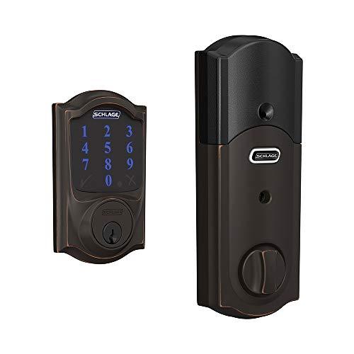 Schlage Lock Company BE469ZP CAM 716 Schlage Connect Smart Deadbolt with alarm with Camelot Trim in Aged Bronze, Z-Wave Plus enabled,