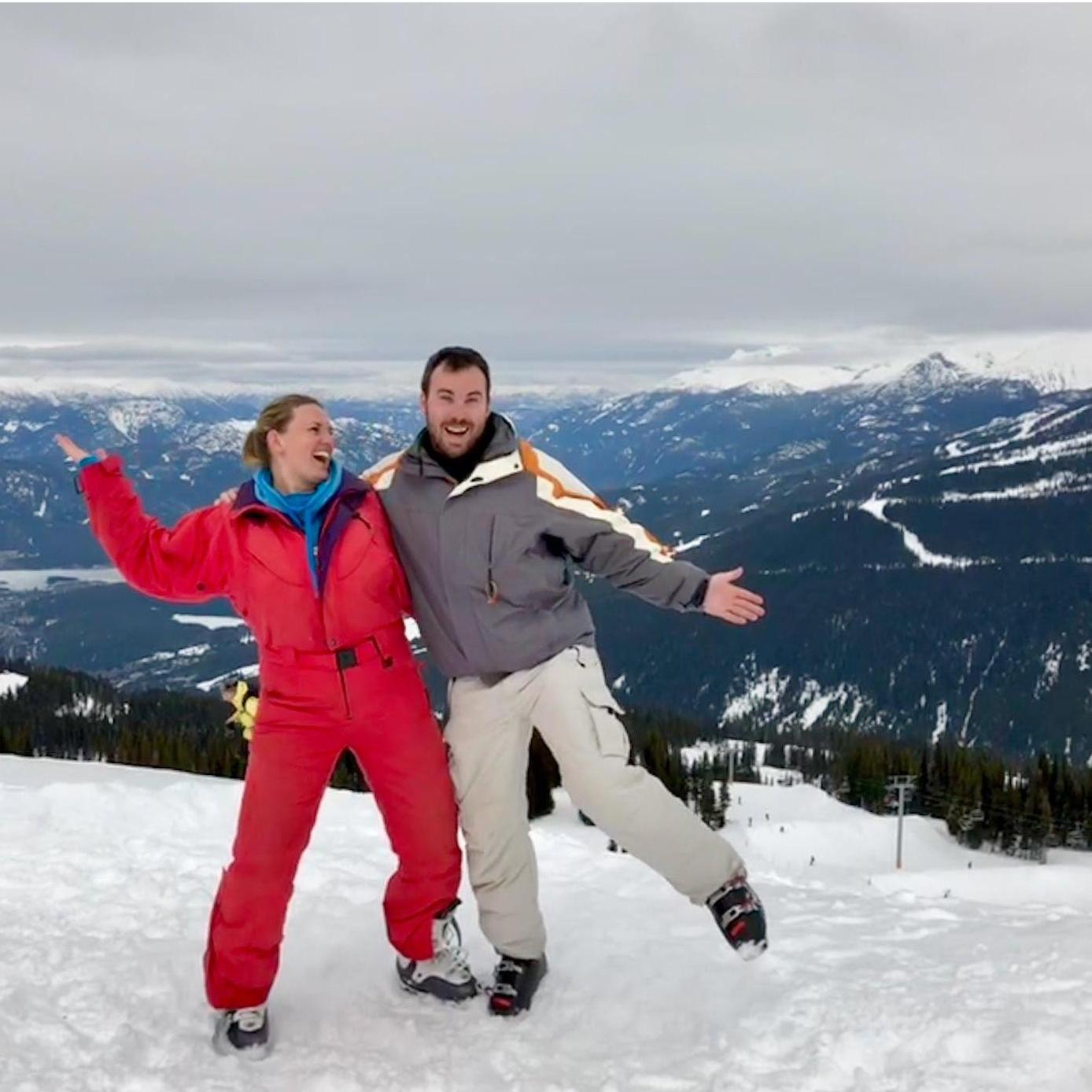 Rockin the '80's red ski onesie in Whistler (April, 2018)