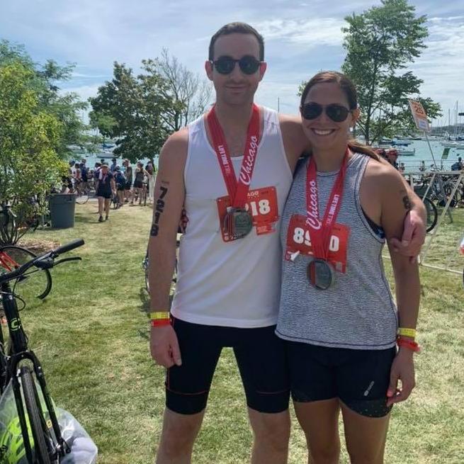 We've done many Triathlons together! Swim, bike, run!