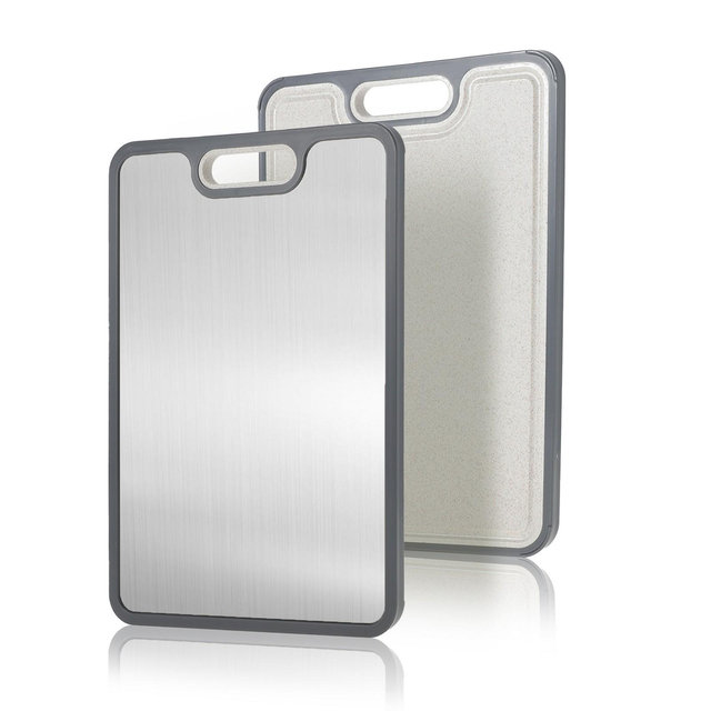 Unique Bargains Double-Sided Pure Titanium Cutting Board 12"L x 8.3"W x 0.47"H Gray Beige 1Pcs