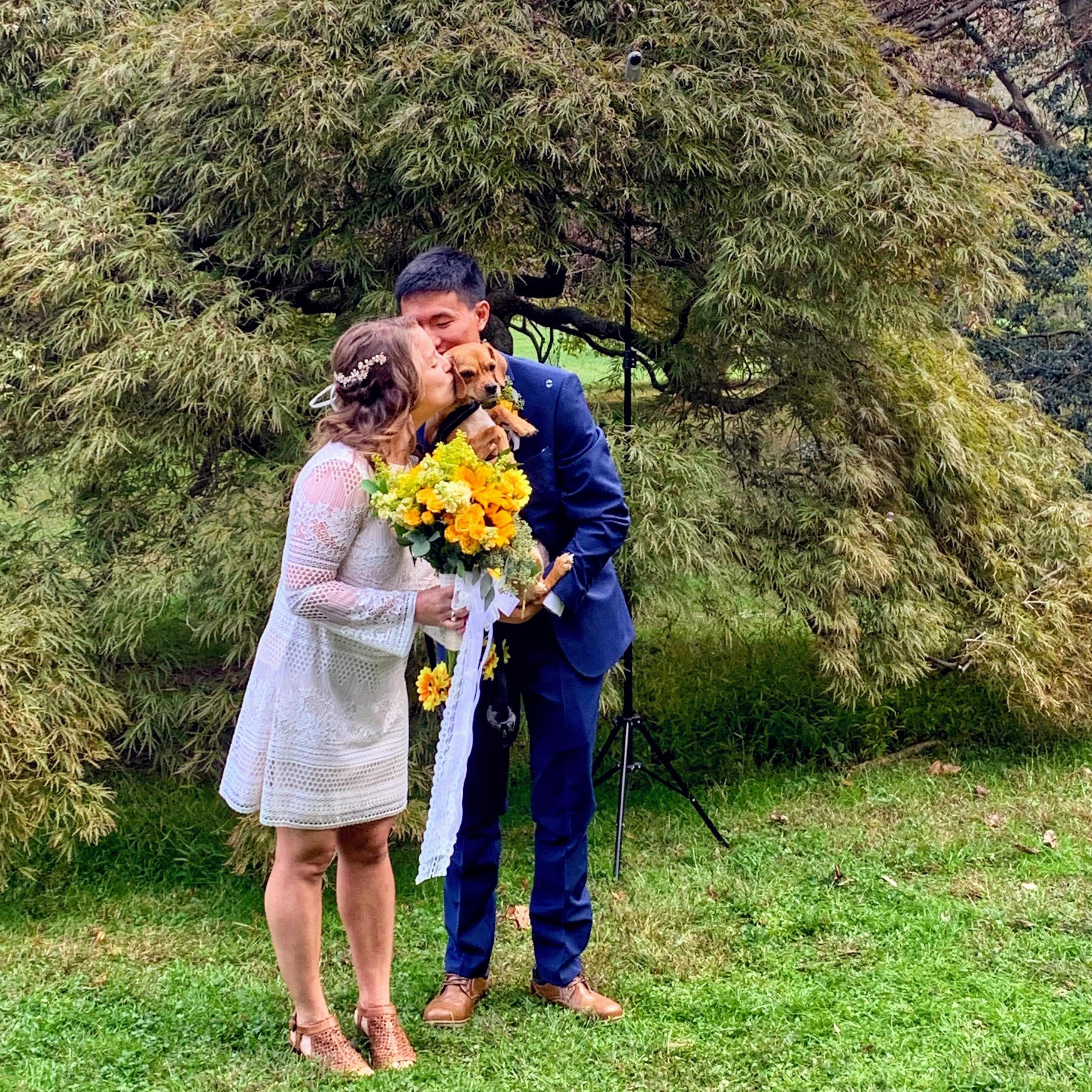 The happy couple and cutest pup