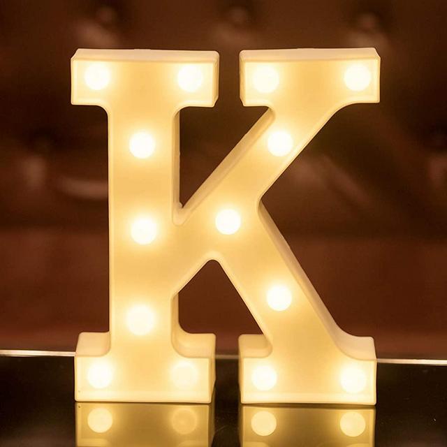 Focux LED Letter Lights Alphabet Light Up Sign for Night Light Home Party Birthday Wedding Bar Decoration (K)